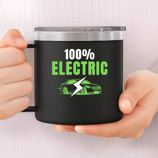 100% Electric, Drive EVs, EV Life, Cool EVs, E-car 14oz Stainless Steel Tumblers