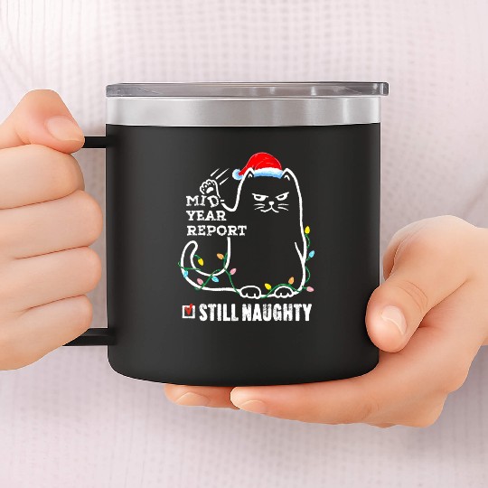 Cat Christmas In July Mid Year Report Still 14oz Stainless Steel Tumblers