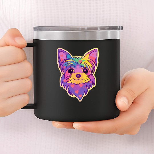 Yorkshire Terrier Rainbow Dog Lover Yorkie 14oz Stainless Steel Tumblers