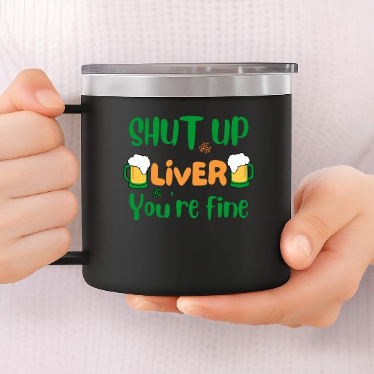 St Patricks Day Beer Shamrock Irish 14oz Stainless Steel Tumblers