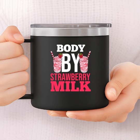 Strawberry Milk Shake Korean Vegan Japanese 14oz Stainless Steel Tumblers