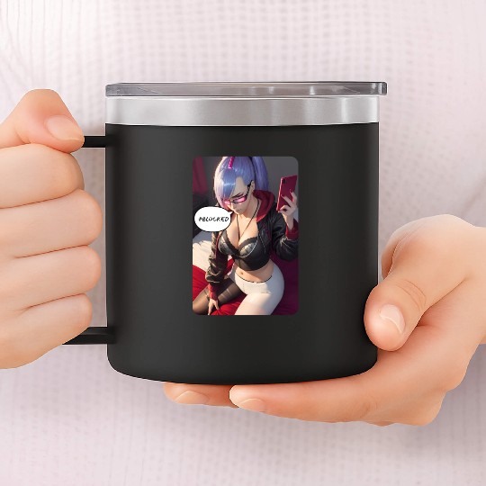 Cyberpunk Waifu Influencer Design 4 14oz Stainless Steel Tumblers