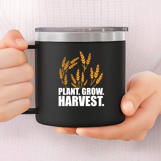 Wheat Farmer Plant Grow Harvest W 14oz Stainless Steel Tumblers