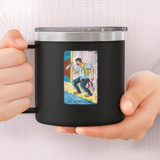 Loteria El Borracho Colorful Tarot Card 14oz Stainless Steel Tumblers