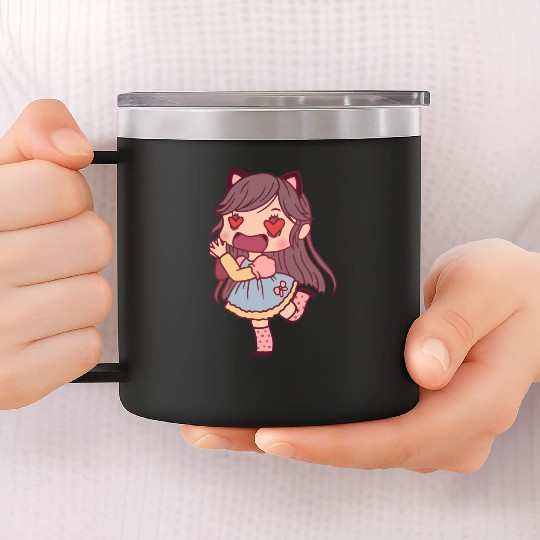 Chibi Girl In Love 14oz Stainless Steel Tumblers