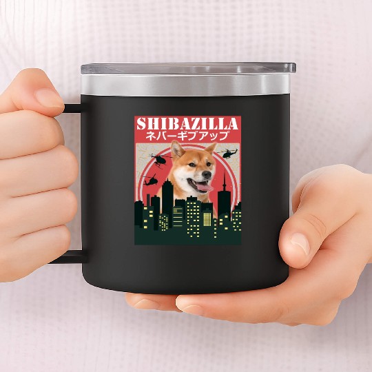 Dog Shiba Inu Shibazilla Movie 14oz Stainless Steel Tumblers