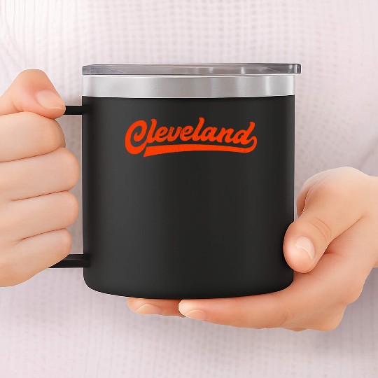 I Love Cleveland Ohio Sports Script 14oz Stainless Steel Tumblers