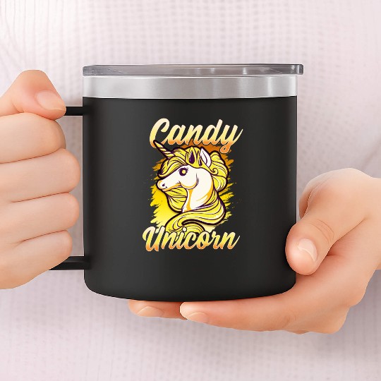 Candy Corn Unicorn Halloween Funny Candy Unicorn 14oz Stainless Steel Tumblers