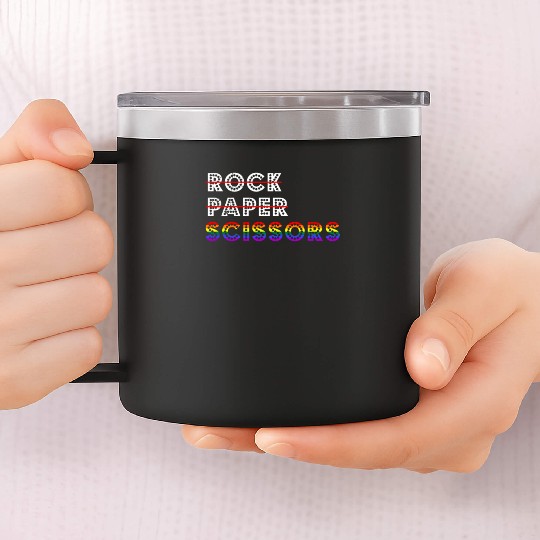 Rock Paper Scissors LGBT For Lesbians Lesbian Gay 14oz Stainless Steel Tumblers