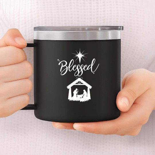 Christian Blessed Jesus Nativity Scene Faith 14oz Stainless Steel Tumblers