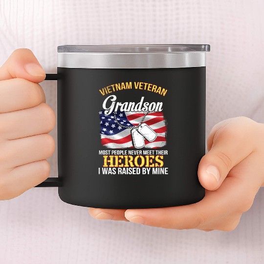 Vietnam Veteran Grandson People Never Meet Heroes 14oz Stainless Steel Tumblers