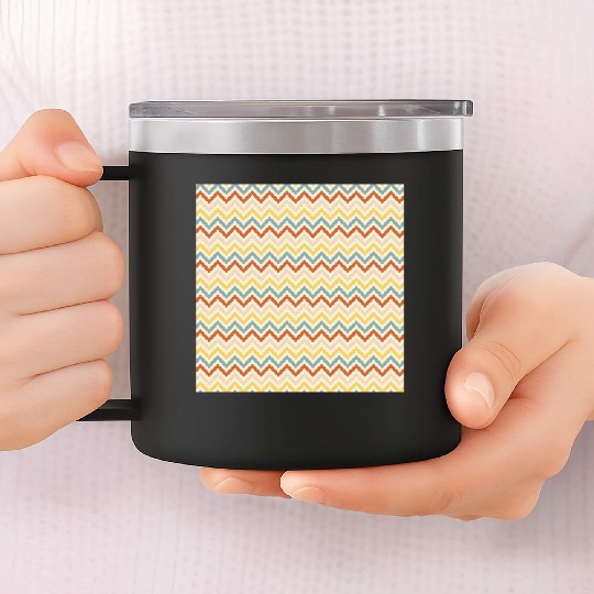 Retro Colorful Chevron Pattern 14oz Stainless Steel Tumblers