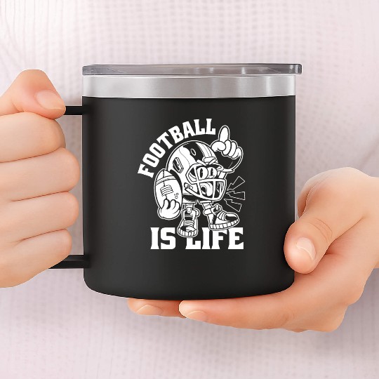 Football Is Life American Football Lover Game Day 14oz Stainless Steel Tumblers
