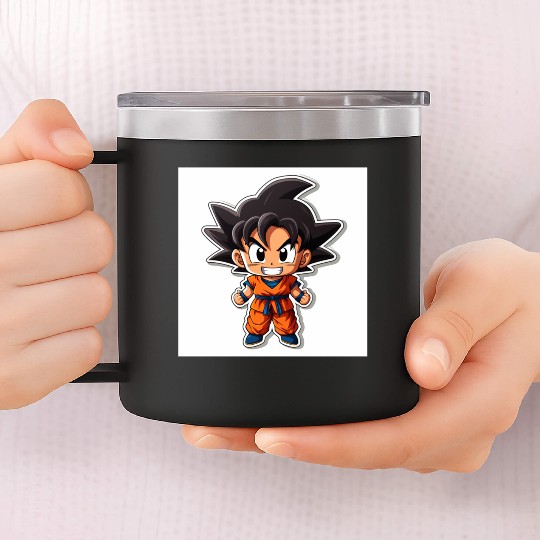Goku Sticker Happy Bold Colors art toy style 14oz Stainless Steel Tumblers