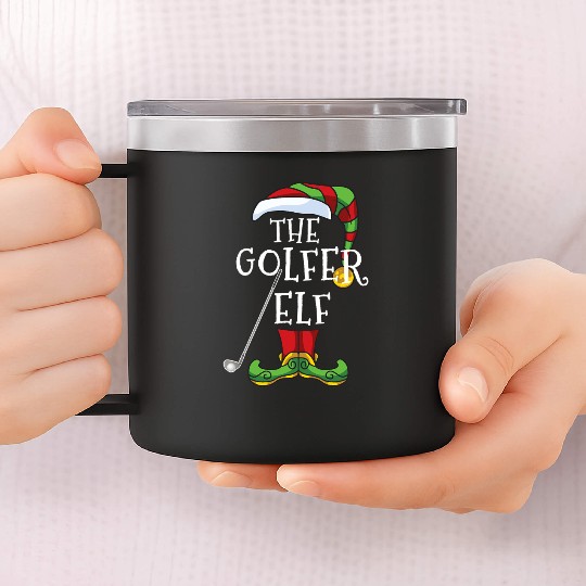 Golfer Elf Golf Family Matching Christmas Group Fu 14oz Stainless Steel Tumblers