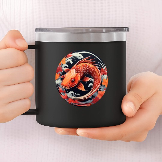 Autumnal Koi Fish at Sunset 14oz Stainless Steel Tumblers
