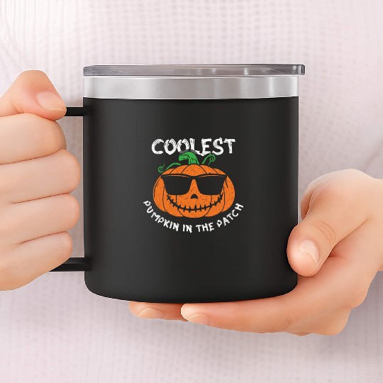 Coolest Pumpkin Kid Cool Lazy Creepy Halloween 14oz Stainless Steel Tumblers
