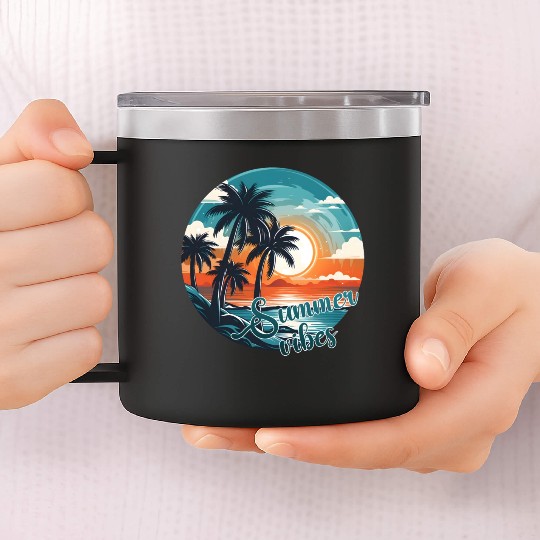 Vintage Summer Vibes 14oz Stainless Steel Tumblers