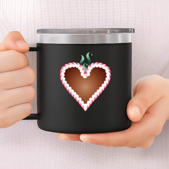 Gingerbread heart folk festival with icing and bow 14oz Stainless Steel Tumblers