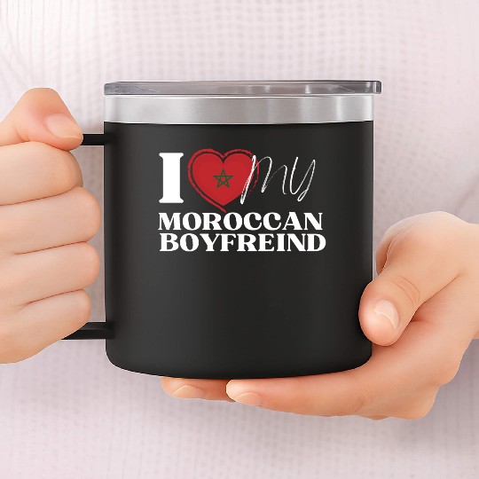 I Love My Moroccan Boyfriend Multi Nationality 14oz Stainless Steel Tumblers