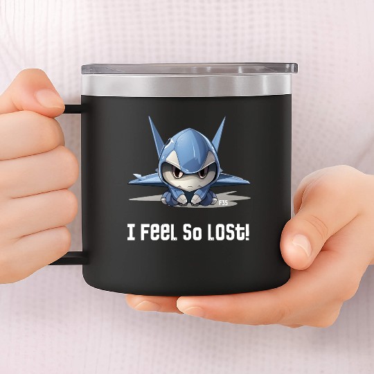 Little Lost Cute F35 Fighter Plane Illustration 14oz Stainless Steel Tumblers