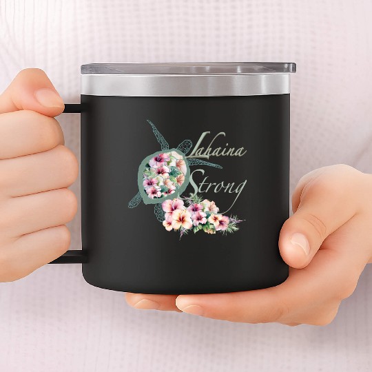 Lahaina Strong: Hibiscus and Sea Turtle 14oz Stainless Steel Tumblers