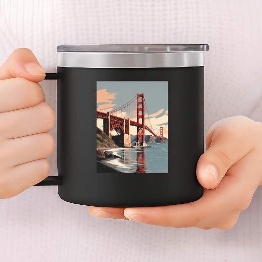 Golden Gate Bridge California 14oz Stainless Steel Tumblers, Golden Gate