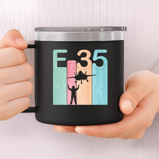 F35 Vintage Air Force Fighter Jets 14oz Stainless Steel Tumblers