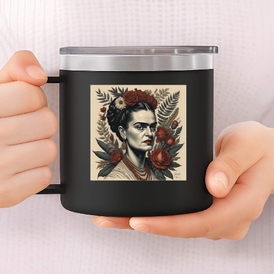 frida khalos Mug,Frida Khalo flower mug 14oz Stainless Steel Tumblers