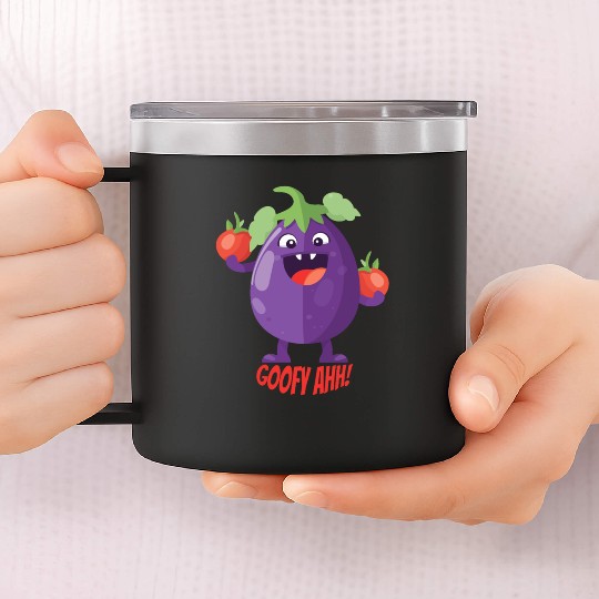 Eggplant Tomato Party Goofy Ahh 14oz Stainless Steel Tumblers