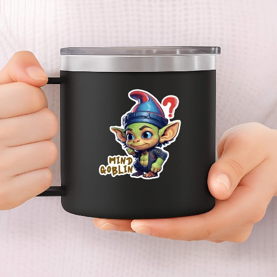 Funny Green Goblin Monster - Mind Goblin Deez Nuts 14oz Stainless Steel Tumblers