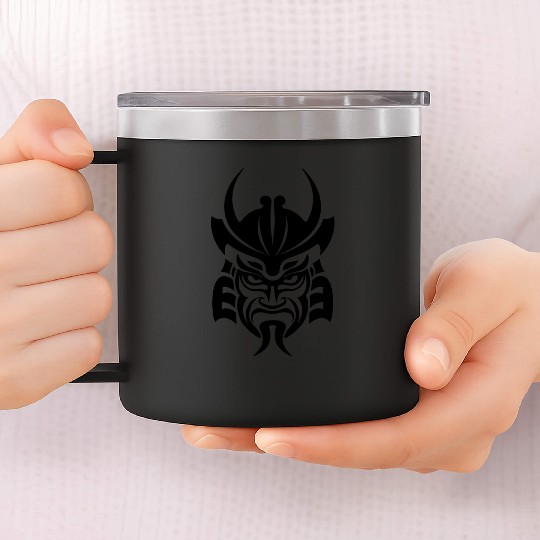Samurai Helmet Logo Katana Swordsman 14oz Stainless Steel Tumblers