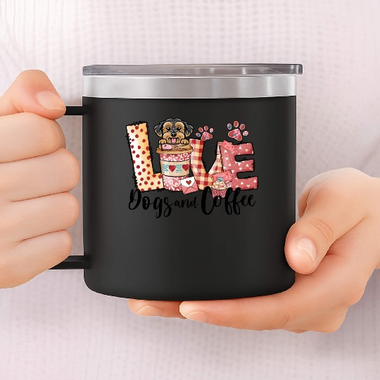 Morkie Dog Coffee Lover Dog Mom Valentines Day 14oz Stainless Steel Tumblers