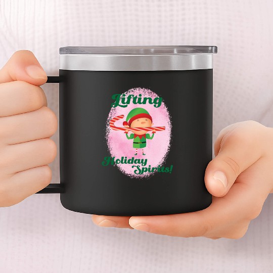 Elf Gym Lifting 14oz Stainless Steel Tumblers - Christmas