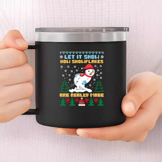 Snowman Let it Snow Christmas Snow Fever 14oz Stainless Steel Tumblers