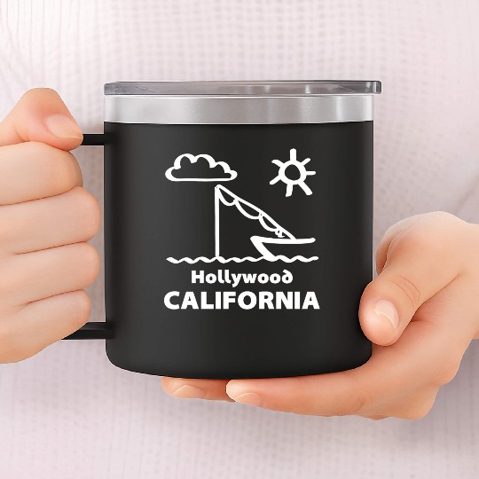Hollywood California Fishing Souvenirs Gifts 14oz Stainless Steel Tumblers