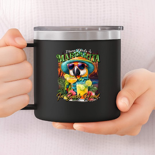 Balanced Diet is A Margarita in Eachs Hands Parrot 14oz Stainless Steel Tumblers