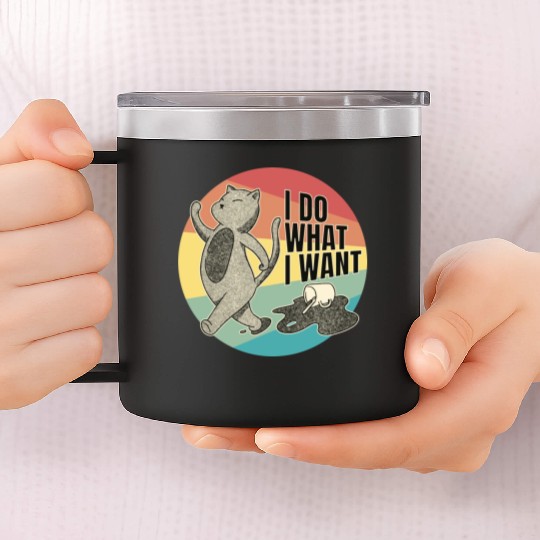 Feline Sass - Cat's Independent Spirit 14oz Stainless Steel Tumblers