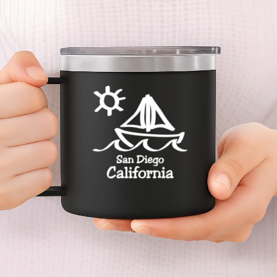 San Diego California Sailboat Souvenirs Gifts 14oz Stainless Steel Tumblers
