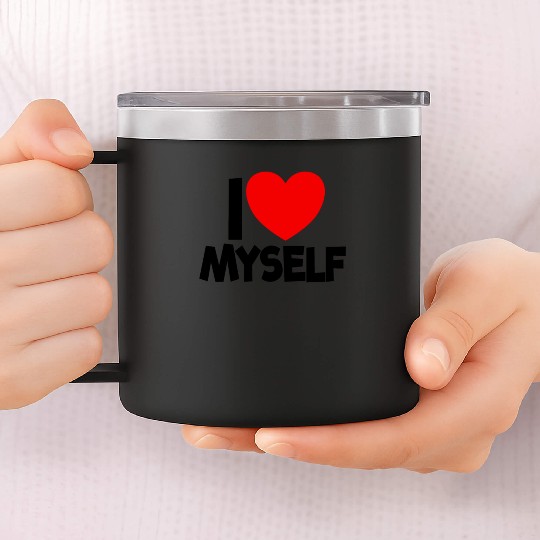 I Love Myself Red Heart Self Love Affirmation 14oz Stainless Steel Tumblers