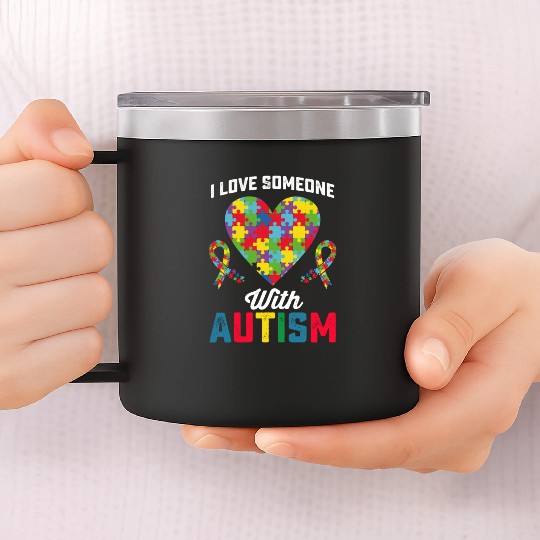 I Love Someone With Autism Awareness 14oz Stainless Steel Tumblers