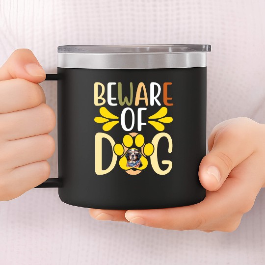 Beware Of Dog 14oz Stainless Steel Tumblers