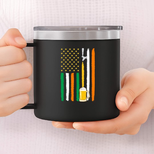 American Irish Flag Beer 14oz Stainless Steel Tumblers