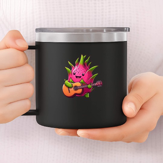 Dragon Fruit Jam: Playing the Guitar 14oz Stainless Steel Tumblers