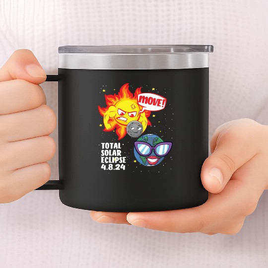 Total Solar Eclipse Move! 4.08.24 Funny Eclipse 14oz Stainless Steel Tumblers