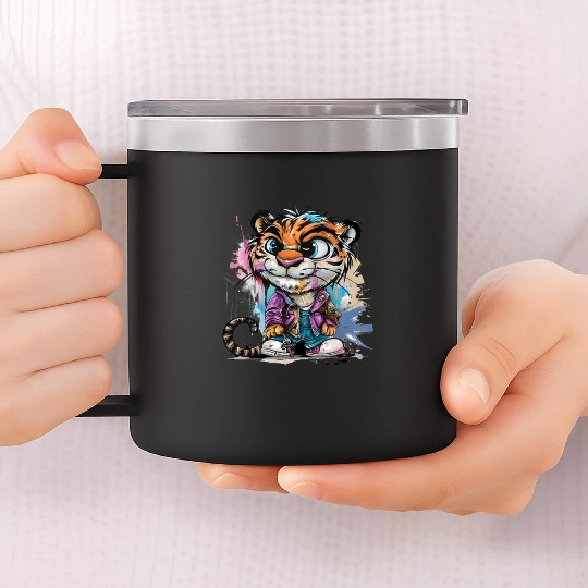 Tiger Trendsetter: Street Style Icon of the Urban 14oz Stainless Steel Tumblers