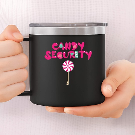 Candy Security Mom Dad Matching Birthday Costume 14oz Stainless Steel Tumblers
