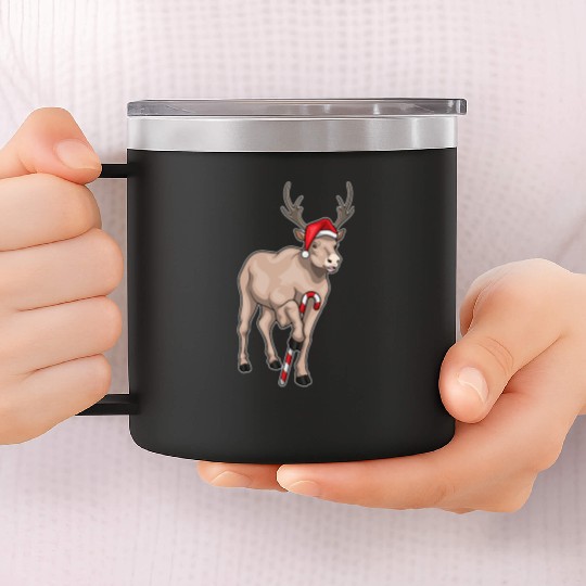 Reindeer Christmas Candy cane 14oz Stainless Steel Tumblers