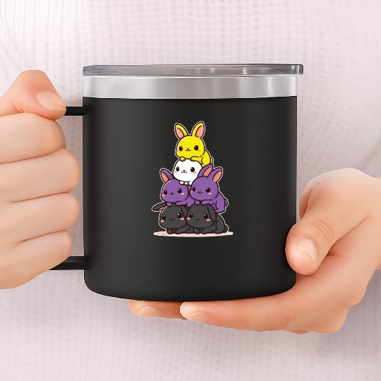 Bunnies Nonbinary Flag Pride Month Cute Bunny 14oz Stainless Steel Tumblers