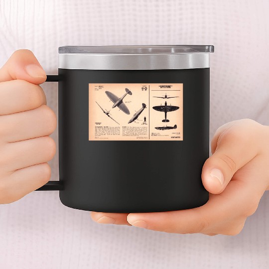 Spitfire Recognition Sheet 14oz Stainless Steel Tumblers